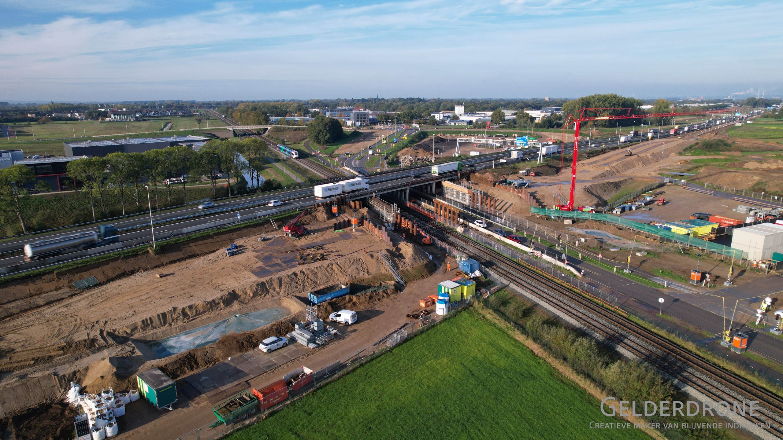 Dronebeelden van het ViA15 infrastructuurproject